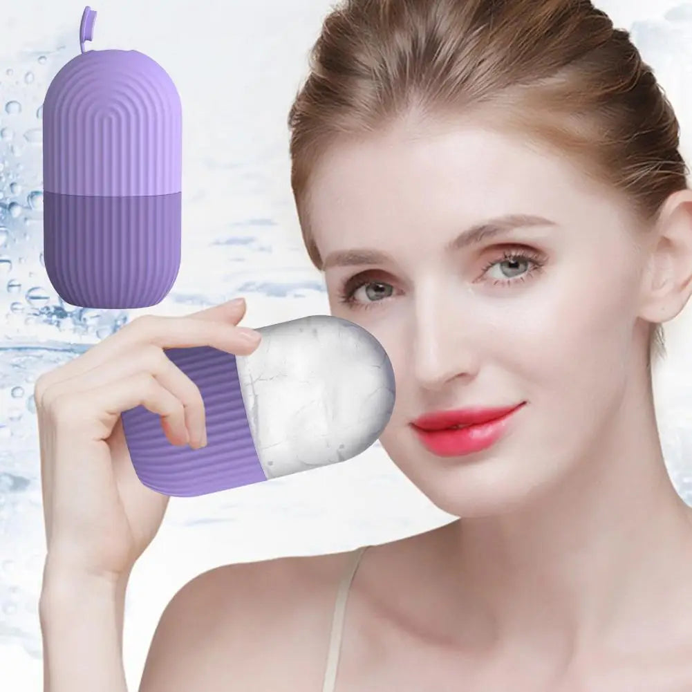 Ice Roller Reusable Puffy Eyes Roller Face Beauty Massage Ice Mold Pore Contraction Skin Cooling Roller for Skin Care, purple